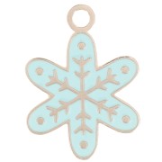 12mm Stainless steel 316L Snowflake charm - Epoxy resin - Blue x1