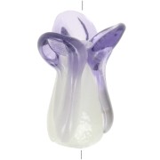 21x9mm Glass Chinese cabbage bead - White - Violet x1