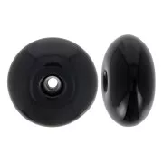 Beads - 12x7mm Round bead in opaque resin - Black x1 12x7mm Round bead in opaque resin - Black x1