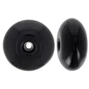 Beads - 18x9mm Round bead in opaque resin - Black x1 18x9mm Round bead in opaque resin - Black x1