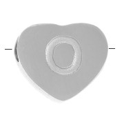6x7mm - Stainless steel 316L alphabet heart shape bead - O x1