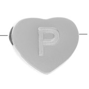 6x7mm - Stainless steel 316L alphabet heart shape bead - P x1