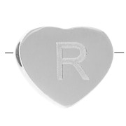 6x7mm - Stainless steel 316L alphabet heart shape bead - R x1