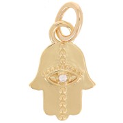 15x10mm Fatma Hand Pendant with Zirconium Oxide - 3 microns Gold Plated x1