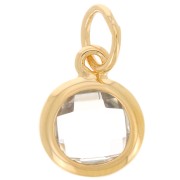 7.5mm round pendant with zirconium oxide - 3-micron gold-plated - Crystal x1
