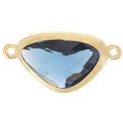 19x10mm Oval irregular spacer with CZ - 3 microns Gold plated - Dark blue x1