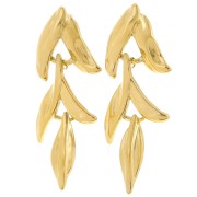 48x17.5mm 304L stainless steel Leaf dangle earrings - Gold x2