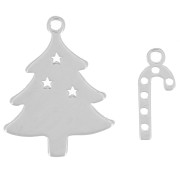 15x12mm 925 Sterling silver Christmas tree and 10x4mm sugar cane Charms x2