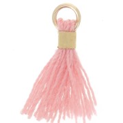 12mm Imitation cotton tassel with ring - Gold Tone - Light pink x1