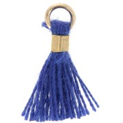 12mm Imitation cotton tassel with ring - Gold Tone - Dark blue x1