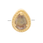 6x4mm drop bead with crimped tinted glass - 3-micron gold-plated - Grey x1