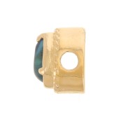 6x4mm drop bead with crimped tinted glass - 3-micron gold-plated - Blue x1