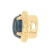 6x4 mm oval bead with tinted glass setting - 3-micron gold-plated - Blue x1