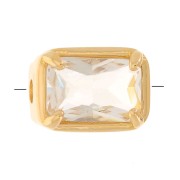 7x5mm Rectangle bead with tinted glass - 3 microns Gold plated - Crystal x1