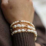 7x5mm Rectangle bead with tinted glass - 3 microns Gold plated - Crystal x1