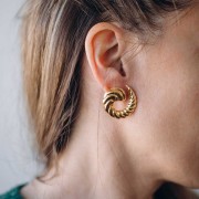 29mm 304L stainless steel Twisted effect spiral earrings - Gold x2