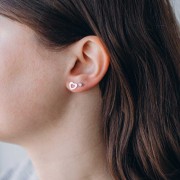7x8mm 925 Sterling Silver Hollow Heart EarStuds x2