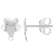 8.5x7mm 925 Sterling Silver Flower earstuds with closed ring x2