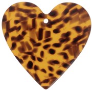 31x32mm acetate Heart Pendant - Terrazzo Brown - Black x1