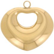 25.5x27mm Stainless steel 316L Pendants domed heart - Gold x2