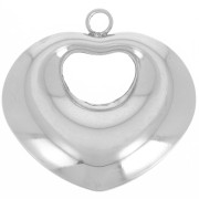 25.5x27mm Stainless steel 316L Pendants domed heart x2