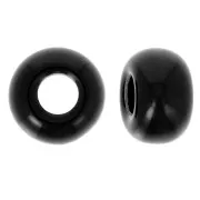 Beads - 9.5mm Opaque resin large-hole rondelle beads - Black x10 9.5mm Opaque resin large-hole rondelle beads - Black x10