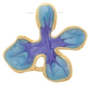 19x20mm 304L st. steel Flower pendant with epoxy resin - Gold - White - Blue x1