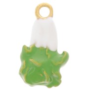 17x10mm 304L st. steel Chinese cabbage charm with epoxy resin - Gold - Green x1