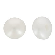 3.5mm Semi-perforated round flattened freshwater pearls - AAA Grade - White x2