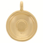 13.5mm round charm with epoxy resin - Fine gold plated - Silver glitter x1