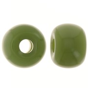 Round beads large holes 13x9 mm opaque resin - Khaki x8