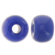 Round beads large holes 13x9 mm opaque resin - Hard Blue x8