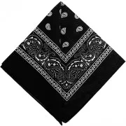Black - Bandana 100% cotton - Cashmere pattern - Black x1 Bandana 100% cotton - Cashmere pattern - Black x1
