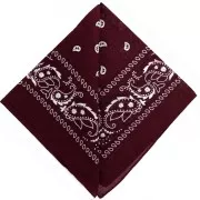 Red - 100% cotton bandana - Cashmere pattern - Burgundy x1 100% cotton bandana - Cashmere pattern - Burgundy x1