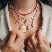 2.5mm braided cotton cord - made in France - Multi Bleu - Rose Gold x1m