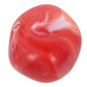 15mm round irregular beads in opaque resin - Grenadine marbled x4