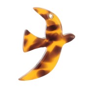 15x10mm Acetate bird charm by Perles & Co - Terrazzo Brown - Black x1