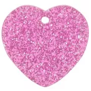 Pink - 15x16.5mm acrylic heart sequin - Pink glitter x1 15x16.5mm acrylic heart sequin - Pink glitter x1