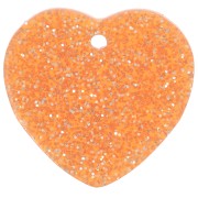 15x16.5mm acrylic heart sequin - Orange glitter x1