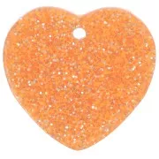 15x16.5mm acrylic heart sequin - Orange glitter x1