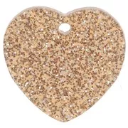 Antic brass - 15x16.5mm acrylic heart sequin - Bronze glitter x1 15x16.5mm acrylic heart sequin - Bronze glitter x1