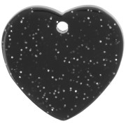 15x16.5mm acrylic heart sequin - Black glitter x1