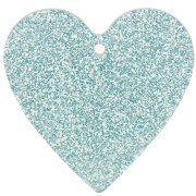31x32mm acrylic heart pendant - Blue frosted glitter x1