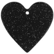 31x32mm acrylic heart pendant - Black glitter x1