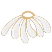 13.5x20.5mm Stainless steel 304L daisy Pendant wit epoxy resin - Gold - White x1