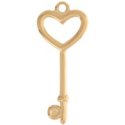 35x15mm 304L stainless steel Heart-shaped key pendant - gold x1