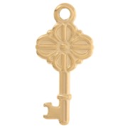 25.5x12mm 304L stainless steelAntique key pendant - Gold x1