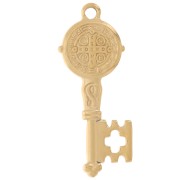 35.5x14mm 304L stainless steel Key pendant - religious pattern - Gold x1