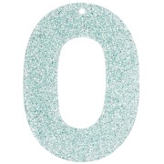Oval hollowed-out 47x34 mm acrylic pendant - Blue frosted glitter x1