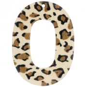 47x34 mm Oval Hollow Acrylic Pendant - Cheetah Brown - Black x1